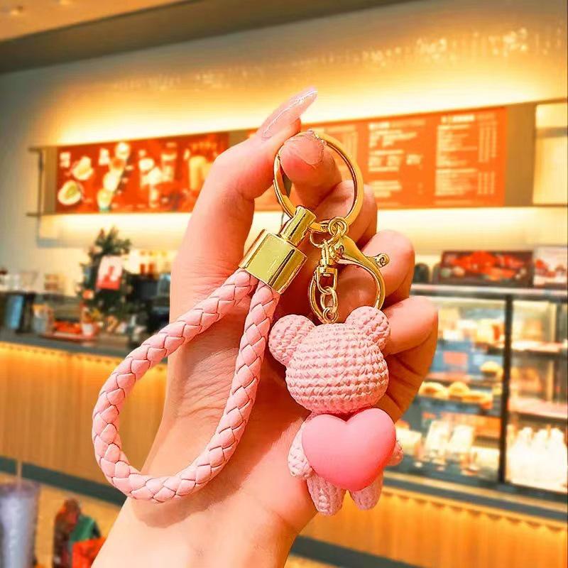 Seonjae Run Pendant Cartoon Bear Keychain for Girls' Backpack