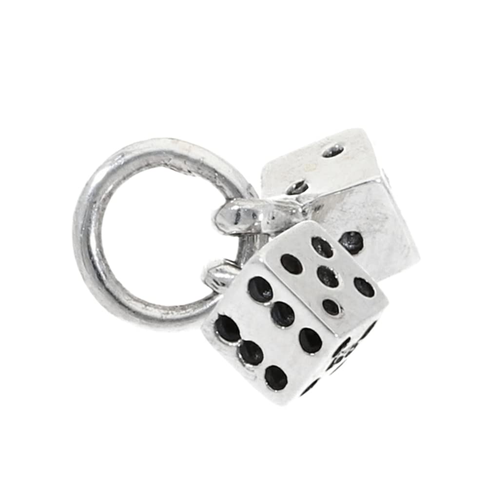 [Shinjuku Gin no Kura] Double Dice Pendant Necklace Charm (Chain Not Included) Silver 925 Dice Game Hard Antique