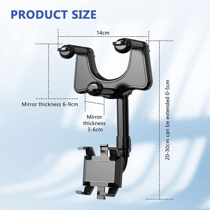 AJW-Support Téléphone Rétroviseur Voiture Universel Multifonctionnel Support Téléphone De Voiture Rotatif Et Rétractable Pour[1085]