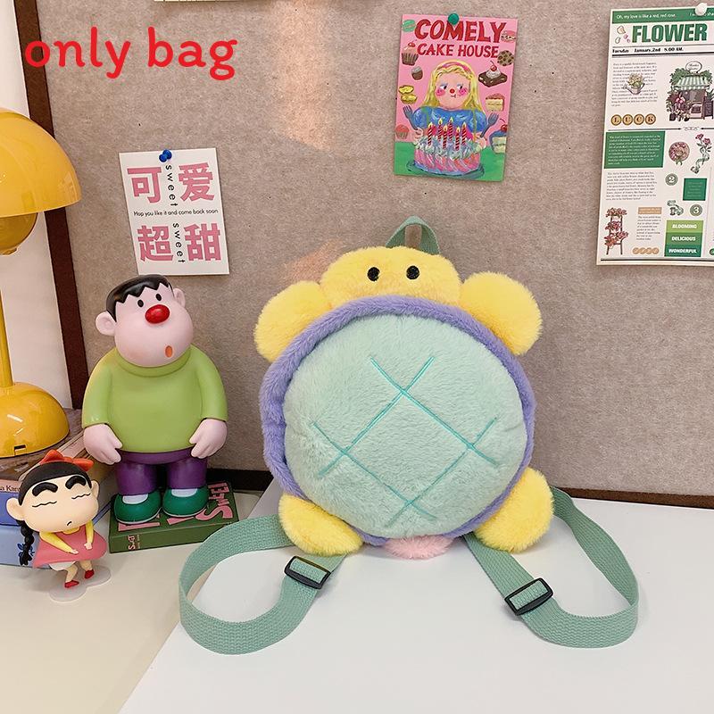 Cartoon Plush Backpack For Girls With Velvet Material And Zipper Closure For Daily Use