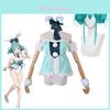 Hatsune Miku White Rabbit Girl Silky Cosplay Costume For Anime Stage Performance