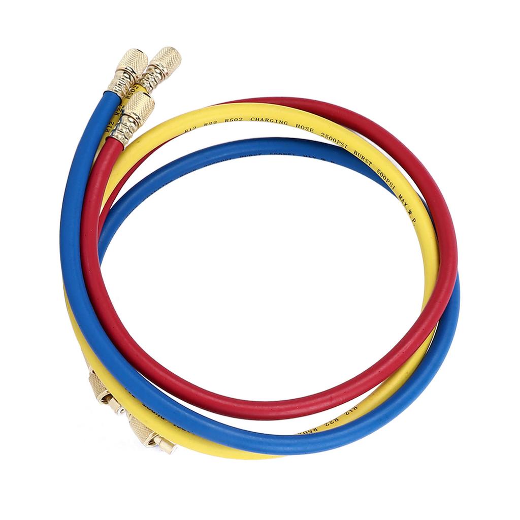 AC Charging Hose Tube HVAC Air Condition Refrigerant Manifold Set for R22 Refrigeration Tri Color 0.9meter