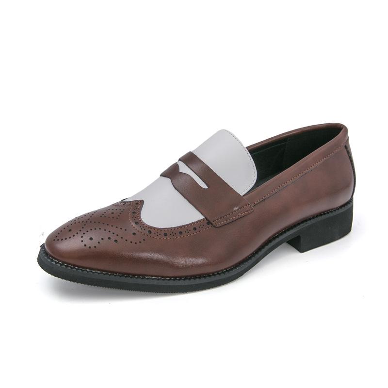 Men s Large Size Pointed Toe Lace-up Brogue Leather Shoes - Formal & Casual Fashion 38 белый