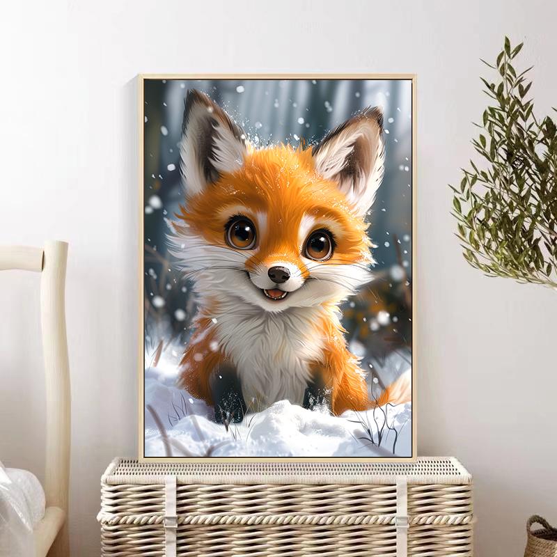 5d DIY Diamond Painting Cross Stitch Cute Animal Little Fox Diamond Embroidery Mosaic Full Round Drill Home Decor