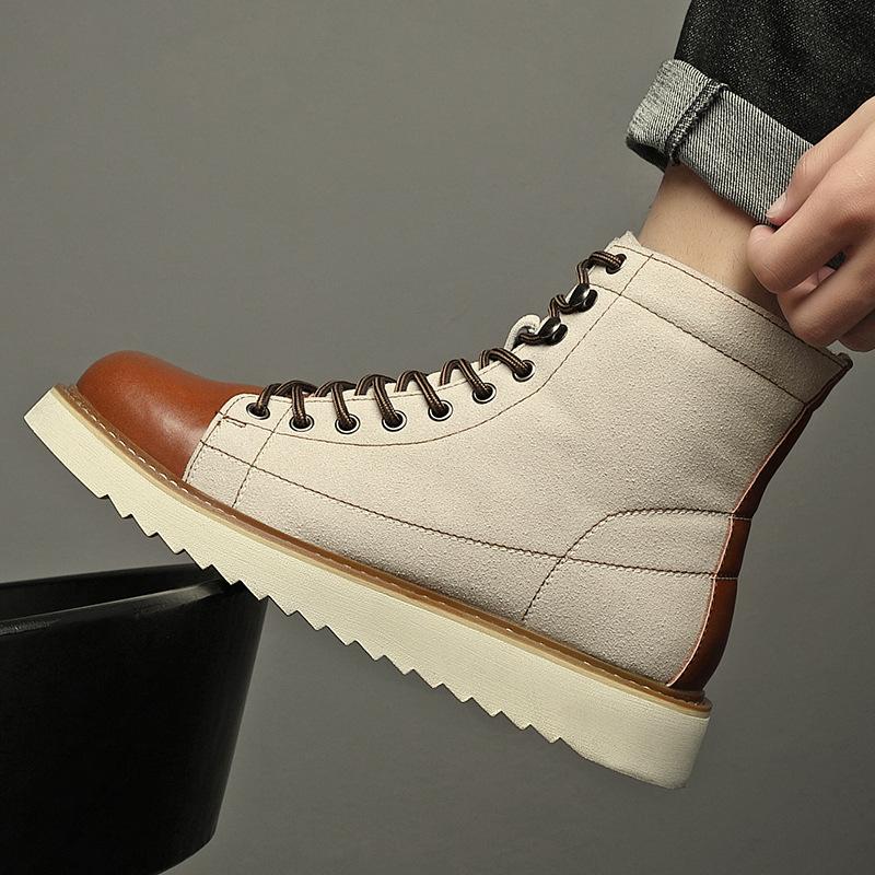 Leather Martin Boots Men's High-top Ami Kaji Short-face Boots Men's British Style Retro High-end Mid-top Men's Shoes