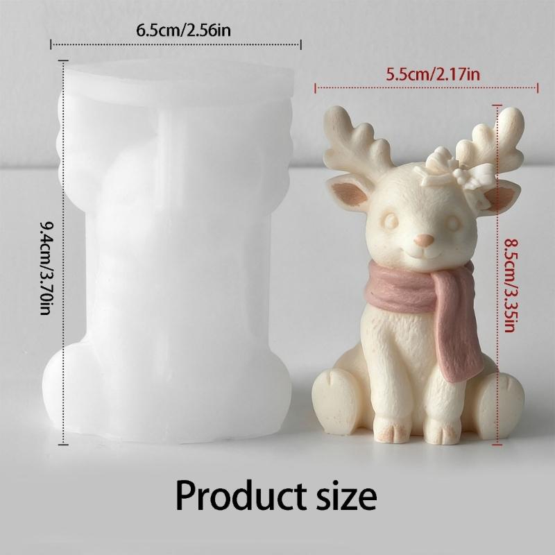 Deer Candle Making Mould Flexible Christmas Character Casting Mould for Scented Candle Soap Making Epoxy Resin Projects