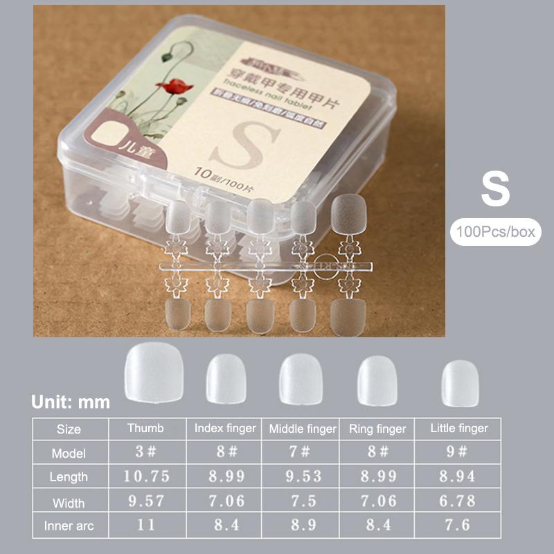 100 Pcs Kids Fake Nail Tips False Nails Press On Nails Coffin Artificial Nails Clear Fake Nail Tips For Extension Manicure Tool