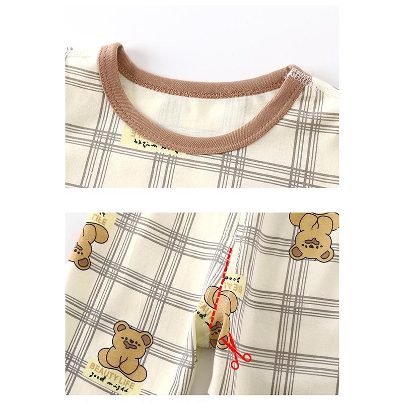 100% Cotton Kids Thermal Underwear Set Long Sleeve Pants Soft Sleepwear Homewear Cartoon Print Comfortable A Class Safety