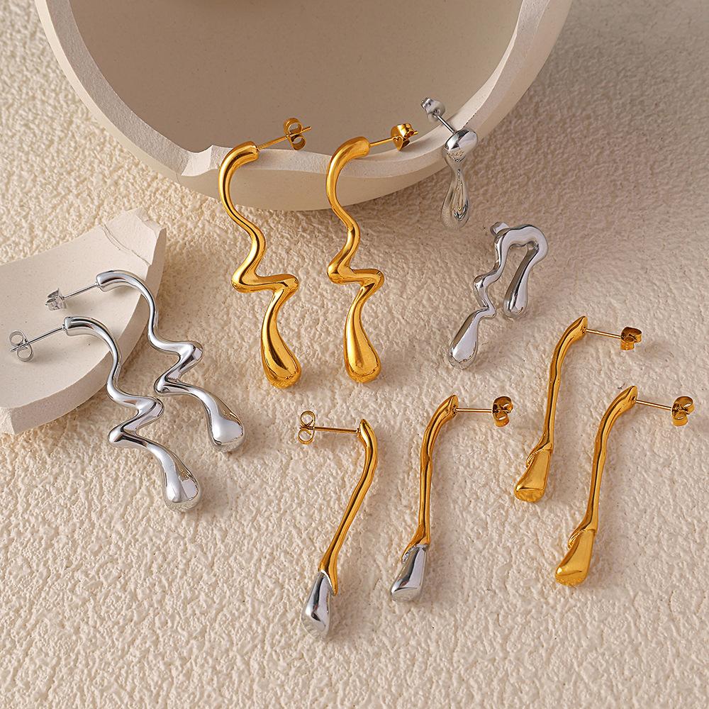 Yori New Unique Design Exaggerated Stud Earrings Bright Anti Allergy Waterproof Charm Texture High Quality Jewelry