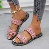 Summer Outer Wear One Word Flip Flops Printed Hollow Out Fashion Lightweight Casual Sandal Flops