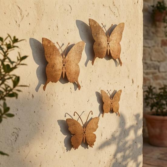 15Pcs Metal Butterfly Wall Decor, 3D Rustic Iron Garden Art for Outdoor Fence Patio, Weatherproof Rustproof Ornament Set