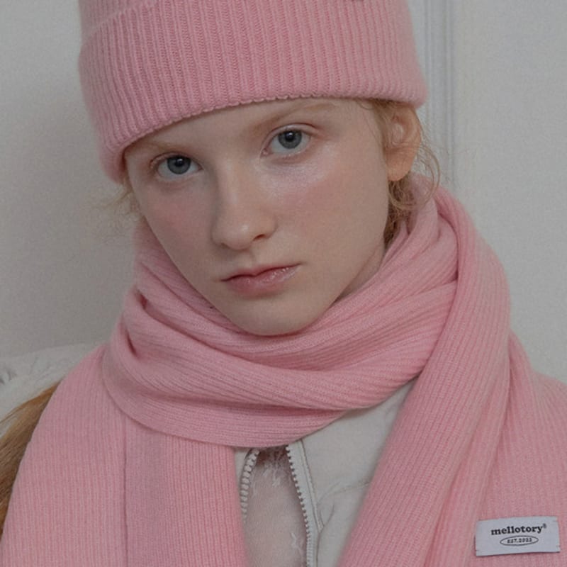 mellotory cashmere 100 lip line muffler (light pink)