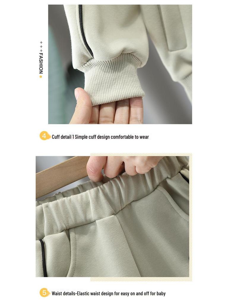 Korean Style Toddler Boys' Letter Cardigan Jacket & Pants Set - Spring/Autumn Collection