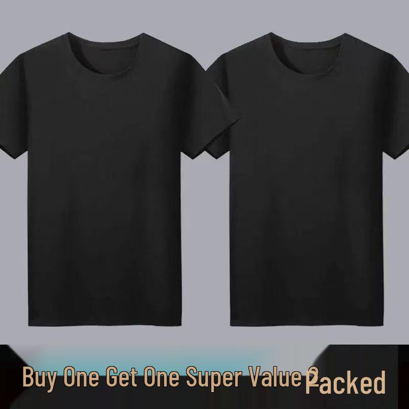Buy 1 Get 1 Free: Classic White Short Sleeve Round Neck T-Shirt - Perfect for Drawing