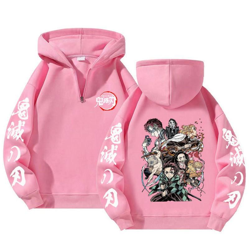 Unisex Bluza z Kapturem Anime Zapinana na Zamek Luźny Krój Długi Rękaw Bluza Jesienna Codzienna