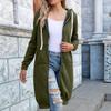 Damen Einfarbig Slim Fit Reißverschluss Rundhals Langarm Locker Kapuzenmantel Mittellang