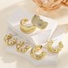 3PCS Fashion Simple Smooth Water Drop Women's Earrings Gold Exaggerated Irregular Shape Women's Gold Silver Daily Wear Accessori