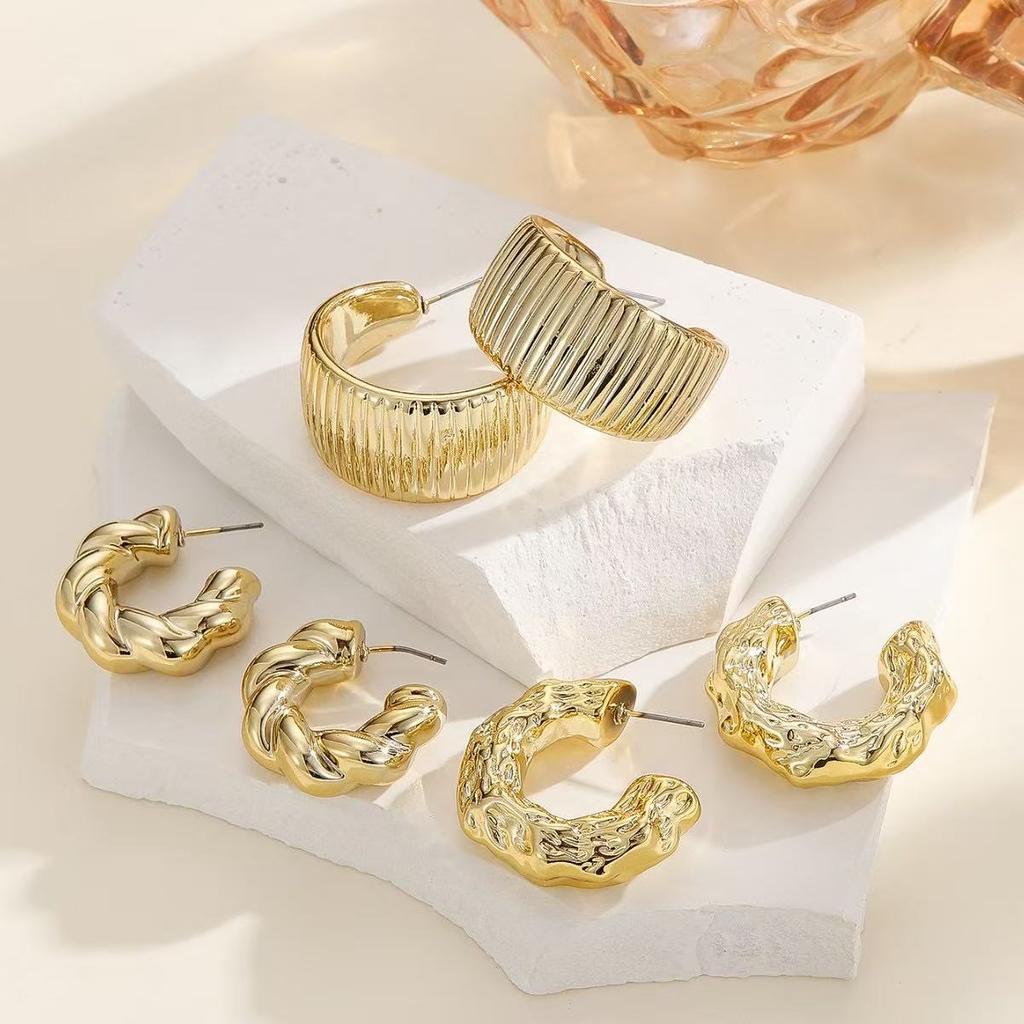 3PCS Fashion Simple Smooth Water Drop Women's Earrings Gold Exaggerated Irregular Shape Women's Gold Silver Daily Wear Accessori
