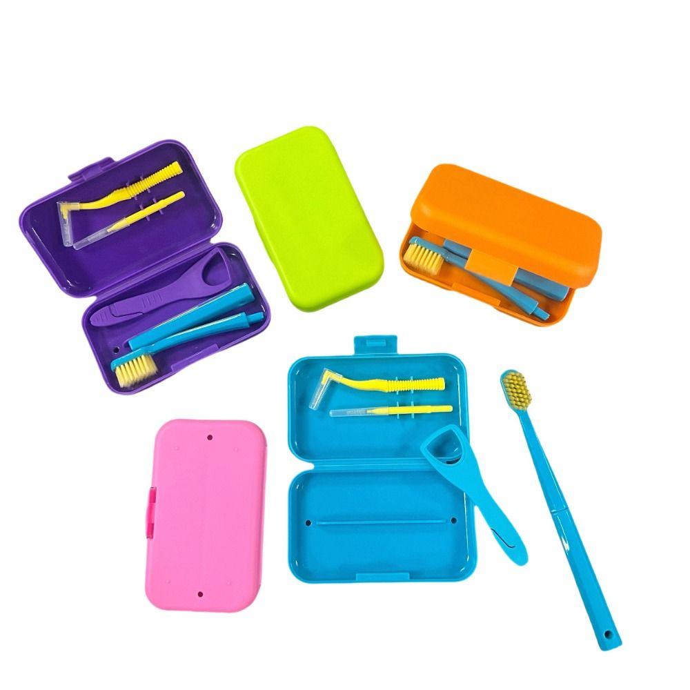 

Dainty Portable Toothbrush Set Foldable Interdental Brush Travel Toothbrush Go on A Trip 1Pc Color Random