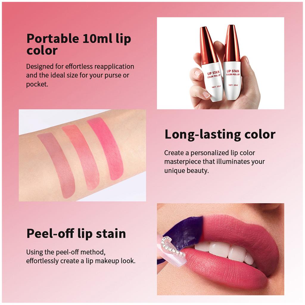 1Pc Peel-Off Matte Lip Gloss – Water-Resistant Tinted Stain for Long-Lasting Daily, Office or Evening Use