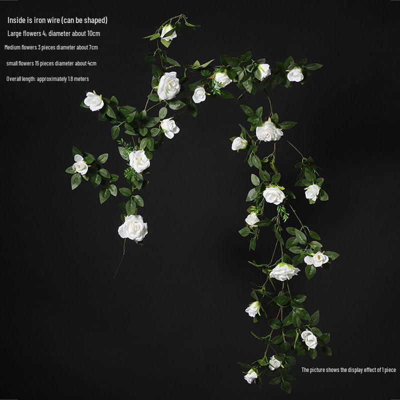 Rose Vine Artificial Flower Decor for Air Conditioner Pipes or Balcony Railings