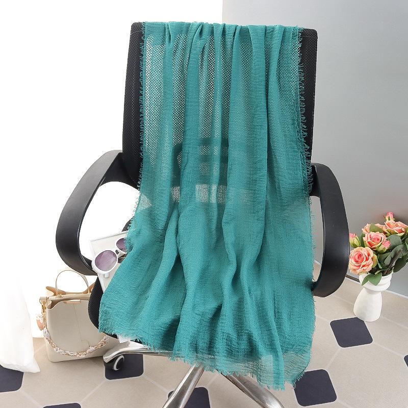 Sciarpa grande da donna in cotone e lino di colore puro: Foulard musulmano primaverile/estivo, telo mare, scialle con protezione solare