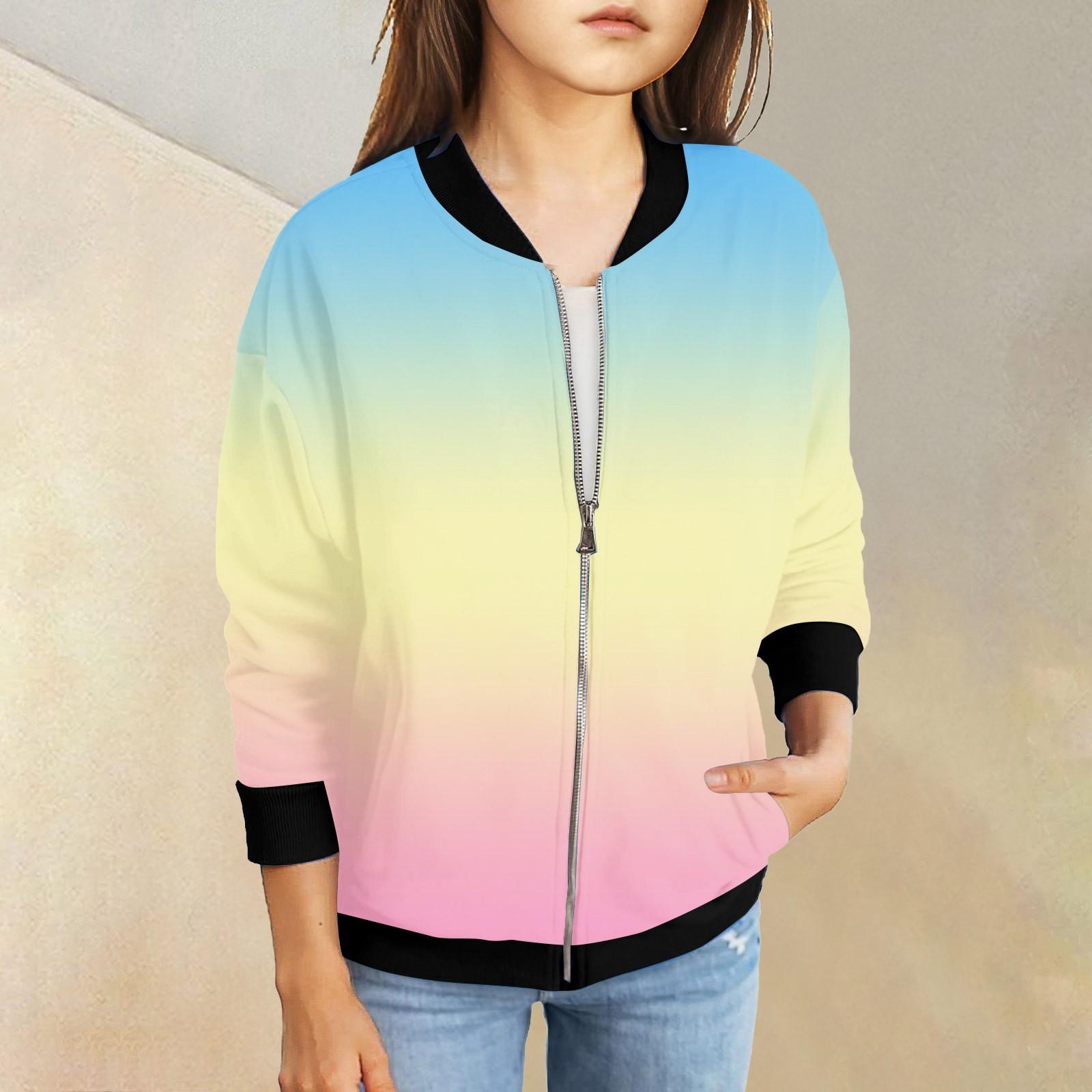 

Куртки на молнии для девочек, детские осенние толстовки с длинными рукавами, верхняя одежда с карманами 5-15 лет 140 бежевый