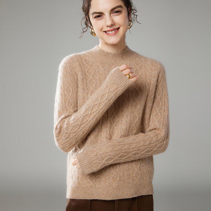 Fanzhen Women's Thickened Half-High Neck Cashmere Sweater