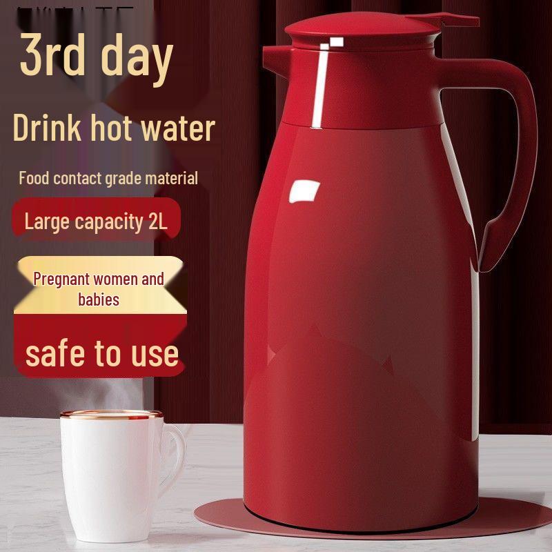 Large Capacity Red Glass Liner Thermos for Weddings, Office, and Home