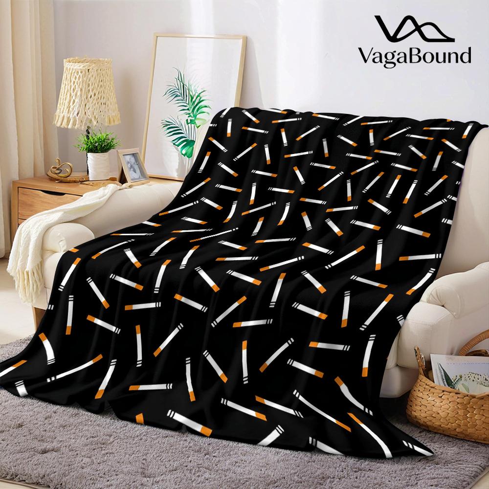 Pandara Jewelry Unisex Cigarette Grid Flannel Blanket Warm Soft Halloween Christmas Couch Warm Cozy Decorative Decor Gift For All Season
