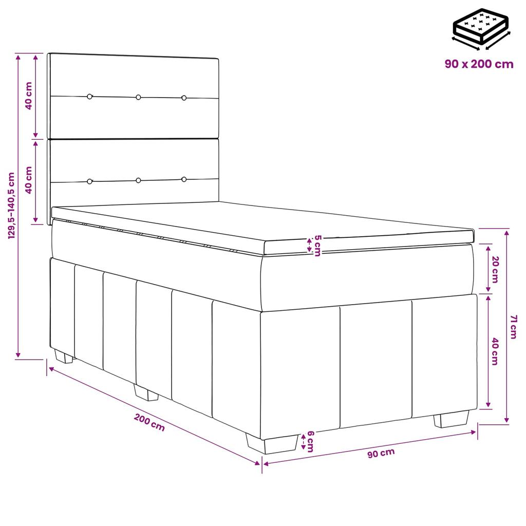 Box Spring Bed with Mattress and Headboard Taupe 90 x 200 cm Fabric