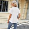 Women's Spring and Summer New, V-neck Jacquard, Loose Tops, Lapel Swallowtail, Short Sleeve T-shirt