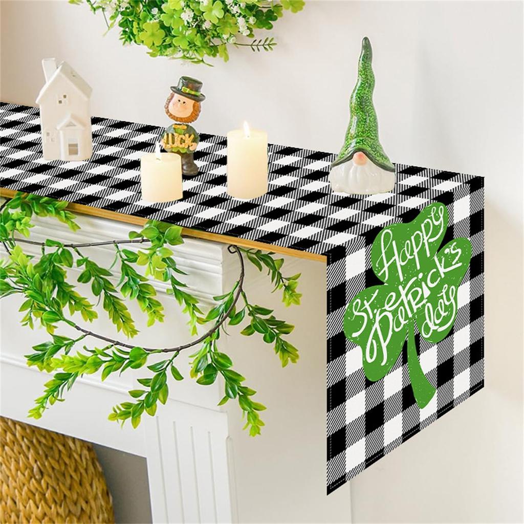 St. Patrick's Day Table Flag  Checkered Striped Printed Tablecloth Cross Border Linen Table Decoration Tablecloth
