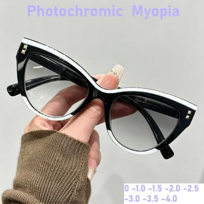 Nieuwe Kattenoog Rijstnagel Fotochemische Myopie Bril Retro Mode Dames Gepersonaliseerde Anti UV en Anti Blauw Licht Bril