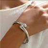 Stainless Steel Teardrop Shaped Bangle For Women Simple Chunky Gold Silver Color Adjustable Cuff Open Bracelet Fashion Jewelry