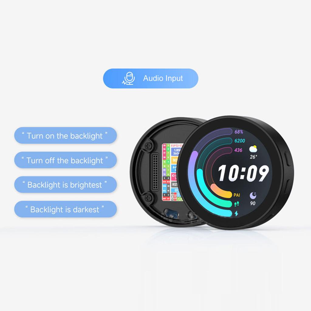 Placa de Desenvolvimento ESP32-S3 Módulo de Display LCD com Display Redondo de 1,85 pol Suporte WIFI BT DeepSeek Robô de Chat por Voz AI BOX