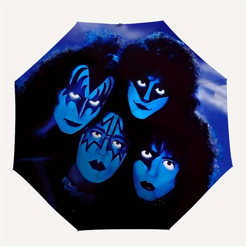 

1pc KISS Band Automatic Umbrella Durable Iron Frame & Plastic Handle, Gift for Men & Women, Sturdy Construction,Playful Design yy250826102