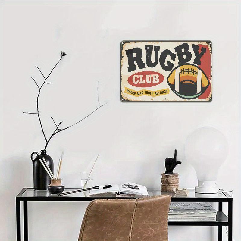 1pc 30*20cm Wooden Rugby Club Sign, Multipurpose Outdoor Decor For Garage, Porch, Cafe, Bar, Man Cave, Farmhouse Kitchen, Rustic Home Decor
