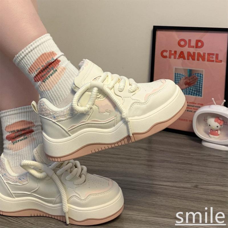 Thick-soled little white shoes female students spring 2025 new sports versatile niche design casual board shoes foreign trade batch