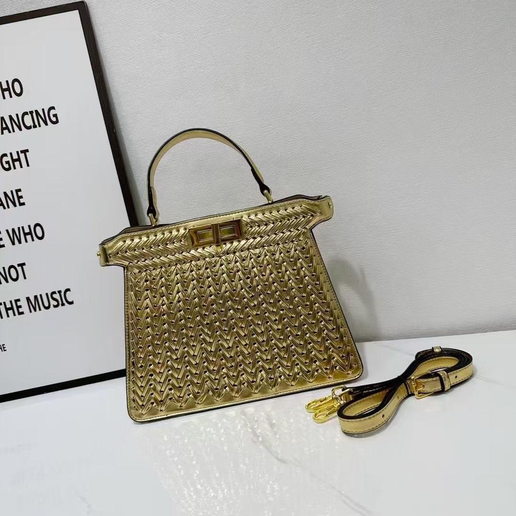 Premium Sense Niche Portable Woven Bag Lock Small Square Bag Women'S Shoulder Messenger Bag Bag
