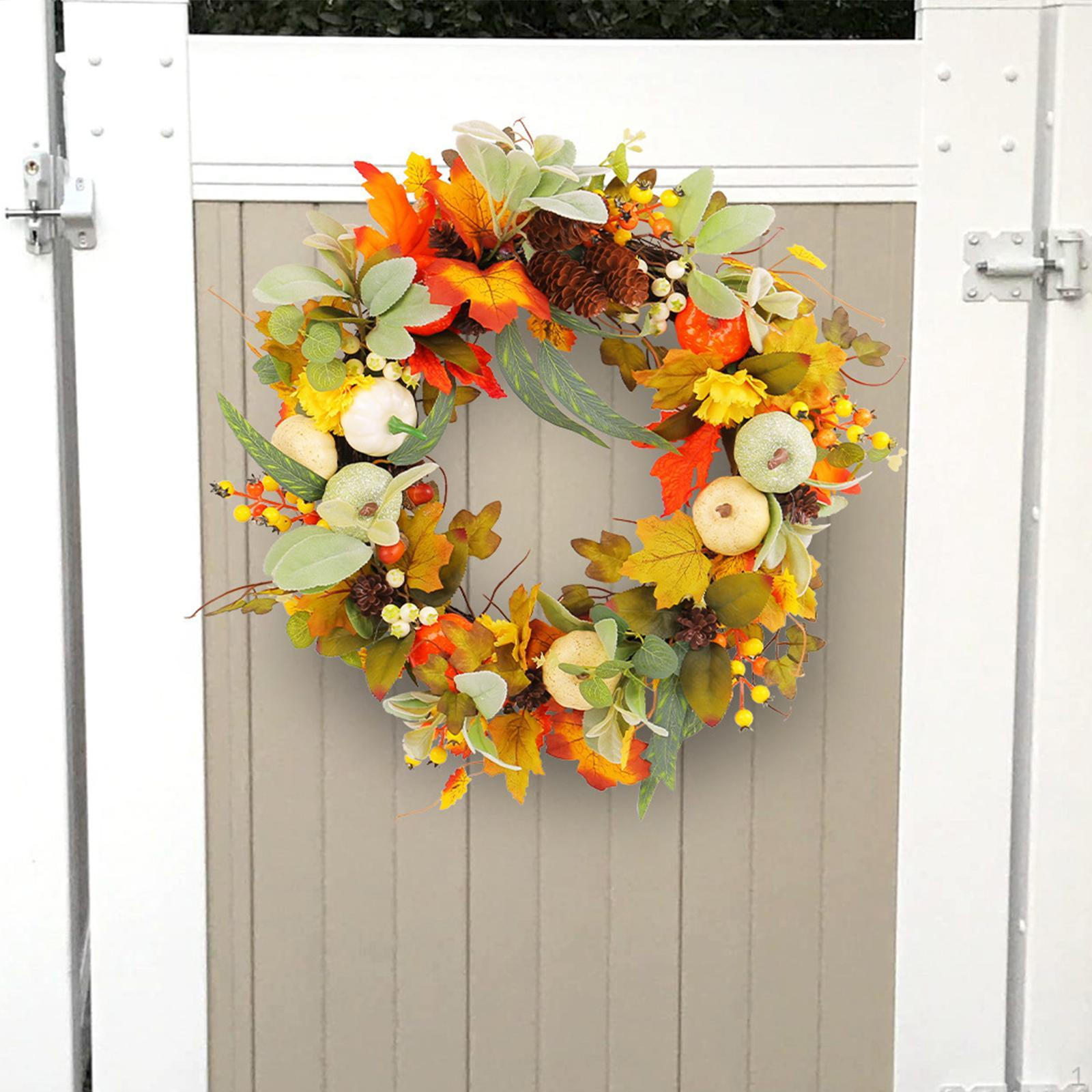 

Autumn Wreath 19inch Door Harvest Artificial Maple Leaves Flower Wall Decoration for