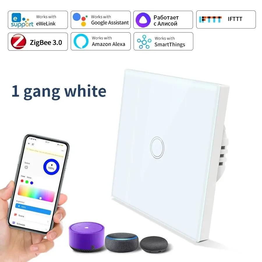 

Умные выключатели ZigBee EWeLink 1/2/3 Gang EU Standard WiFi Touch Light Switch APP Voice Control для Alexa Google Home Alice EU 1 Gang