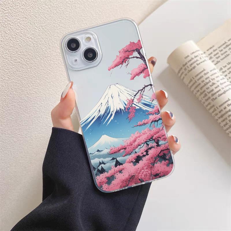 INS Fuji Mountain Landscape Sunset Clear Phone Case For iPhone 11 12 13 Pro Max Mini 14 Plus Pro Max X XR XS 7 8 Plus Back Cover