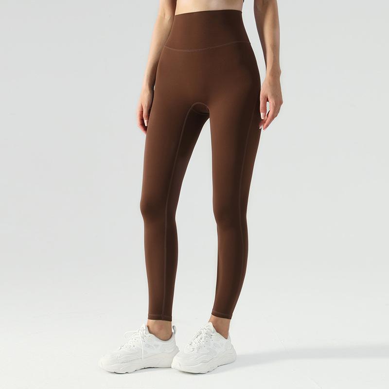 No Embarrassment Line Yoga Pants Long Women's Waxy Soft Peach Hip Fitness Pants High Waist Hip Lift Running Tight Sports Trousers