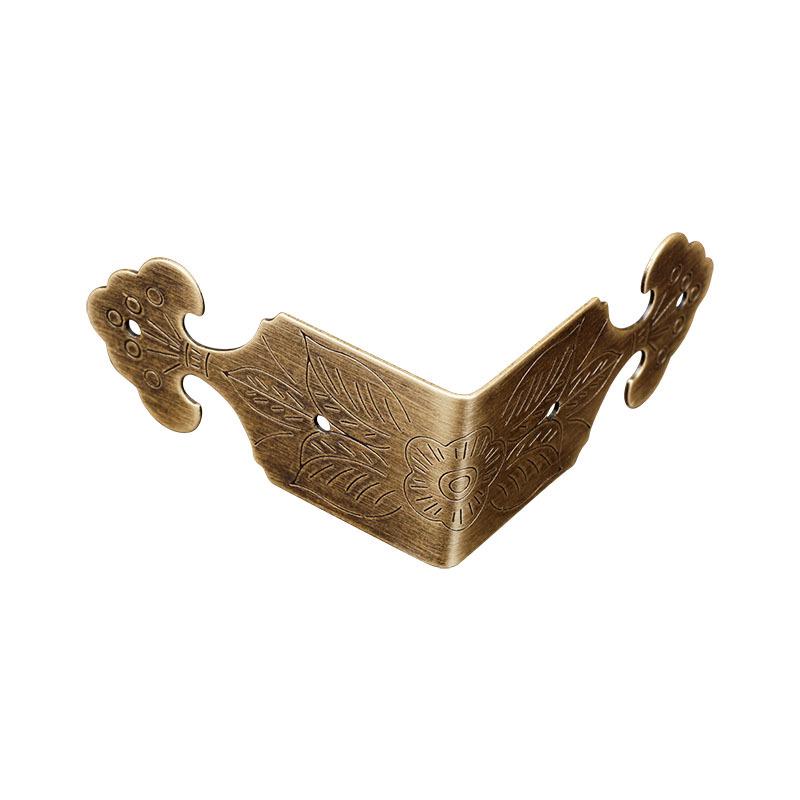 Chinese Antique Style Ruyi Corner Protectors, Abacus Edge Binding, Copper Finish