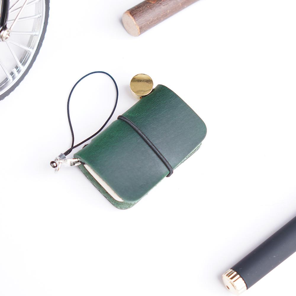 Urok ze skóry bydlęcej Japoński i Koreański Mini Kieszonkowy Dziennik - Uroczy Notatnik ze Skóry Crazy Horse