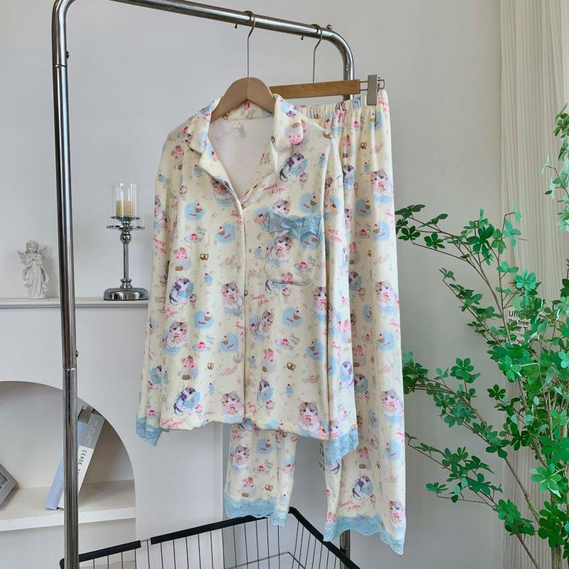 

Sea Island Velvet Cartoon Pajamas - Warm, Double-Sided Fleece, Long Sleeve Homewear for Autumn/Winter Extra Large