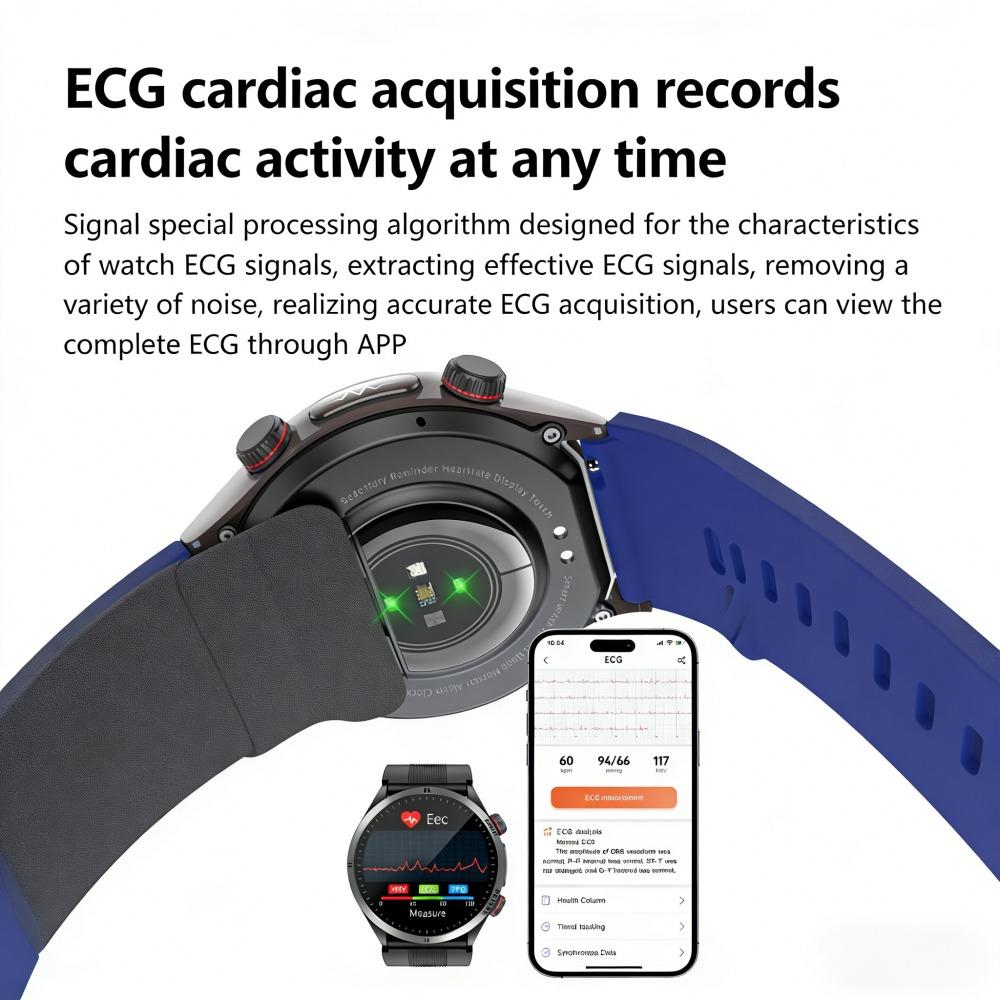 SACOSDING Nové chytré hodinky pro muže, ženy, typ vzduchové pumpy a airbagu, test krevního tlaku, 1,43palcový AMOLED displej EKG, volání přes Bluetooth