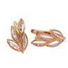 Purple Gold Earrings, Fashion Temperament, Leaf Ear Buckles, Shiny Rose Gold-Plated Earrings.