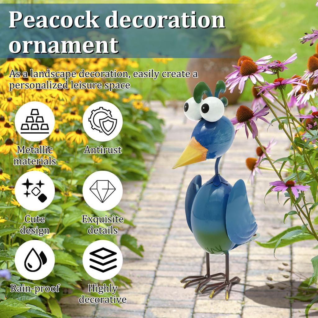 Metal Peacock Sculpture Lawn Decor 3D Sculpture Outdoor Garden Statue Weatherproof For Yard Decoration Figurine Ornament